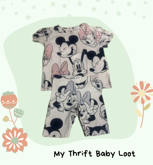 Preloved H&M minne mouse and goffy coord set (3-4 years)